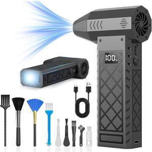 Compressed Air Duster, 260000RPM Powerful Mini Electric Dust Blower, Rechargeable Dust Fan with Fast Charging, 4-Gear Adjustable Air Blower for Computer/House/Outdoor/Car, Gifts for Men
