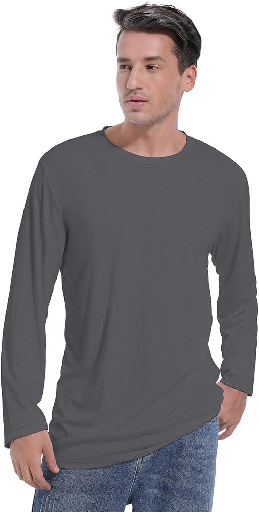 Big & Tall Long Sleeve Moisture Wicking Athletic T-Shirt, Iron Grey, XL