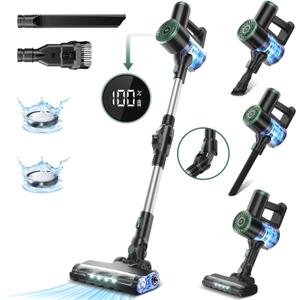 Cordless Stick Vacuum Cleaner, Powerful Rechargeable Wireless Vacuum Cleaner for Home 6 in 1 with LED Display, Self-Standing and 180 Bendable Wand, for Carpet and Hard Floor Pet Hair