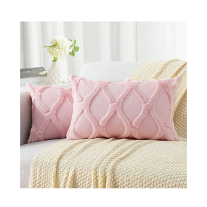 decorUhome Throw Pillow Covers 12x20 Inch Set of 2, Soft Plush Faux Fur Wool Lumbar Light Pink Couch Pillow Covers, Decorative Neutral Pillow Cases for Bed Sofa Living Room Home Decor