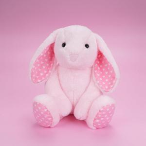 Pink Rabbit Bunny Stuffed Animal Plush Toys with Floppy Ears & Heart Print for Lover, Kids, Boys, Girls, Babies - Perfect Birthday Nursery Dcor Easter Christmas Bedtime Gift