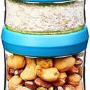 SELEWARE Portable Stackable Food Storage Containers for Snacks Formula Powder and Drinks Twist Lock System Airtight Leak-proof BPA and Phthalate Free 4 Piece Jars 31oz Blue