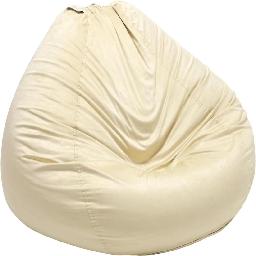 Beanbag Chair Cover with Liner Only Removable (No Filler) Luxurious Microfiber Suede Beanbag Cover for Adults Indoor Pear Style Large - Light