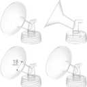 4PCS 18mm Breast Pump Flanges, Compatible with Spectra S1/S2/9Plus/Synergy Gold, Motif Luna, Wide-Mouth Bottle Fit, Breast Pump Accessories