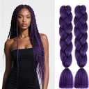 SHUOHAN 6 Packs Ombre Jumbo Braiding Hair Extensions 24 Inch High Temperature Synthetic Fiber Hair Extensions for Box Braids Braiding Hair (Deep Purple)
