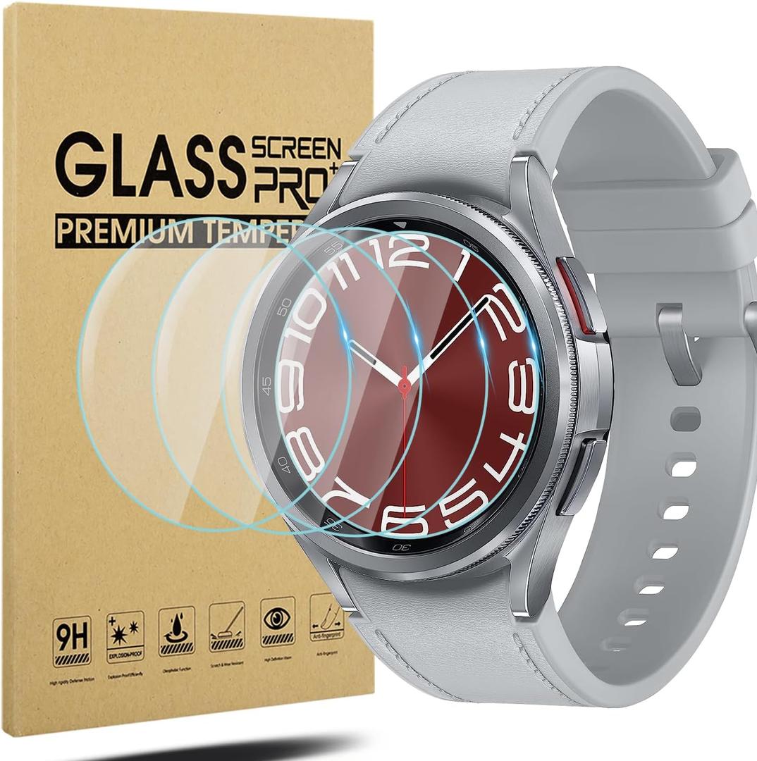Suoman 4-Pack for Samsung Galaxy Watch 6 Classic 43mm Screen Protector, [Anti-Scratch] 2.5D 9H Ultra-thin Tempered Glass Screen Protective Film