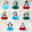 2 x Thenshop 7 Pcs Christmas Party Decorations, Xmas Penguin Honeycomb Centerpieces, 3D Table Decorations with Penguin for Party Supplies Home Indoor Holiday Sign Birthday Baby Shower Supplies