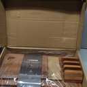 Astercook Deep-Carbonized Bamboo Cutting Boards for Kitchen with Wood Storage Stand, Reversible Charcuterie & Chopping Boards with Juice Grooves and Easy-Grip Handles, Knife-Friendly, Kitchen Gift