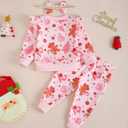 Mioglrie Toddler Baby Girl Clothes Fall Winter Sweatsuit Newborn Sweatshirt Sweat Pant Sets Outfits Infant Girls Clothing (6-12 Months, Pink Christmas)