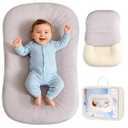 Jylvo Baby Lounger, Portable Baby Lounger for Newborns to 24 Months, Soft & Breathable Infant Nest with Thickened Support, Newborn Baby Essentials Gift for Home and Travel, Gray