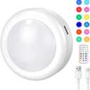 Cadrim Under Cabinet Lighting, Rechargeable Puck Lights with Remote Control, 13 Colors RGB LED Rechargeable Night Light, 1000mAh Battery Operated Wireless Push Light, Magnetic Stick-on Design (1pcs)