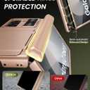 for Samsung Galaxy Z Fold 6 Case with Card Holder & Hinge Protection & Screen Protector, Built-in Camera Lens Cover, Rugged Shockproof Phone Cover Case for Samsung Z Fold 6 2024, Rose Gold
