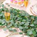 CQURE 66Pcs Eucalyptus Garland,Artificial Eucalyptus Leaves Table Greenery Garland Wreath Vines for Wedding Party Table Fireplace Wall Room Decor