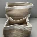 Large Storage Baskets for Organizing, Closet Shelf Baskets for Clothes Blanket Towels, Baby Nursery, Toy Bins Box, Woven Rope Basket, 17 x 13 x 7.5 inch, 3 Packs, Gradient Brown