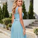 BeryLove Formal Cocktail Dresses Bridesmaid Wedding Guest Short Prom Dress Ruffle Hem Sleeveless Homecoming Lace Gowns (Blue, S)