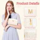 Gifts for Women Bridesmaid Gifts Personalized Initial Makeup Bag PU Leather Cosmetic Waterproof Travel Toiletry Bag (Beige M)