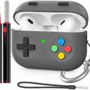 Delidigi for AirPods Pro 2 Case Cover, Classic Handheld Game Console Design Silicone Protective Case with Cleaning Pen and Keychain for Airpods Pro Case 2nd / 1st Generation (Deep Grey