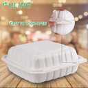 FULING [8x8-Inch, 50 Pieces Disposable To Go Box Containers, Plastic Clamshell Takeout Food Trays, Microwave Safe, Cut Resistantstable Hinged Lid, Hybrid Polypropylene, White