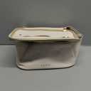 Prite Makeup Bag Portable Cosmetic Organizer with Brush Holder Waterproof Travel Toiletry Bag for Women with Handle and Divider (Beige)