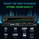 Digital Equalizer for Home Stereo Audio System, Professional 31 Band Dual Channel Graphic Equalizer Music EQ with PC Tuning, Noise Reduction & Spectrum Analyzer Display - Black
