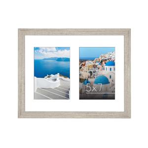 Americanflat 5x7 Double Picture Frame with Shatter-Resistant Glass - Fits Two 5x7 Photos or Use as One 11x14 Picture Frame - Signature Collection - Collage Frames for Wall Display - Driftwood