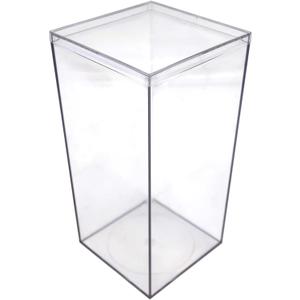 Set of 4 Acrylic Boxes with Lids, 4"Lx4"Wx8"H, Made in USA, Display Cases for Collectibles, Clear Containers for Organization and Storage