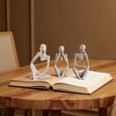 Sand Thinker Statues Home Decor, Set of 3 Pcs White Resin Trendy Abstract Art Sculpture Collectible Figurines Home Office Coffee Shops Desktop Decoration Aesthetic Ornaments