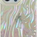Caseative for iPhone 15 Pro Max Case,Pleated Water Ripple Chrome Wave Pattern Soft Phone Case (Clear)