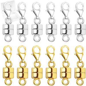 Magnetic Necklace Clasp with Lobster Clasp,14K Gold and Silver Magnetic Jewelry Clasps for Necklace Extender Bracelet Closures