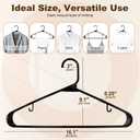 HOUSE DAY Black Plastic Hangers 50 Pack, Plastic Clothes Hangers with Built-in Hooks, Durable and Strong Plastic Coat Hangers for Closet, Space Saving Clothing Hanger for Shirts, Coats, Skirt, Dress