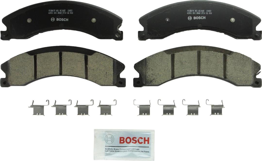 BOSCH BC1565 QuietCast Premium Ceramic Disc Brake Pad Set - Compatible with Select Chevrolet Silverado 2500/3500 HD, Suburban 3500 HD; GMC Sierra 2500/3500 HD; Nissan NV1500, NV2500, NV3500, Titan XD