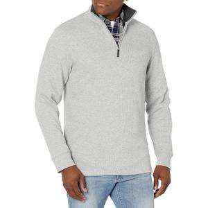 Amazon Essentials Men's Quarter-Zip French Rib Mock Neck Sweater, Casual Wear (X-Large, Light Grey Heather)