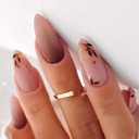 Fall Press on Nails Almond Fake Nails Medium Length Acrylic Nails with Maple Leaf Designs Glue On Nails Light Brown False Nails Glossy Autumn Artificial Nails Full Cover Stick on Nails for Women Girls 
