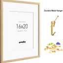 Yaetm Minimalist 16x20 Oak Picture Frame with Mat for 11x14, Natural Solid Oak Wood 16x20 Frame for Wall, Lightweight, Wall Mount, Single, 16x20 - 1 pack