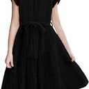 Arshiner Tween Girls Summer Dress Formal Ruffle Sleeve A Line Casual Elegant Dresses with Belt (14)