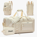 Bosstin Gym Bag for Men & Women,45L Travel Duffle Sports Duffel Bag Gym Weekender Overnight Backpack with Shoe Compartment (4Beige)