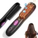Cordless Hair Straightener Brush Pro, 2026 Upgraded Portable Hair Straightener, Type-C Fast Charging MCH Heating with 3 Temperature Settings, Ionic & Ceramic Care, Travel Styling Tool (Black)