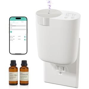 Plug in Diffuser - 800 Sq Ft,No Wobble Design,Secure Wall Fit,Timer Control&Scent Intensity Button,Bluetooth APP,Waterless Scent Diffusers Home,Essential Oil Plug in Wall Diffuser  White