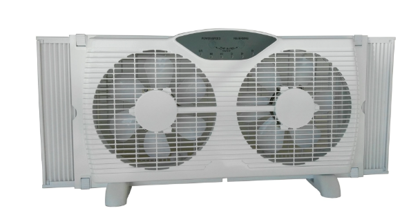Cool Works BP6-9 9" 3-Speed Digital Twin Window Fan with Remote, White