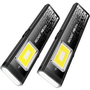 RECHOO Rechargeable Flashlights High Lumens 2Pack, Magnetic EDC Flashlight with Clip, 8 Modes Powerful Pocket LED Flashlight, Waterproof Portable Flat Flashlights for Home Camping Emergency (Black)