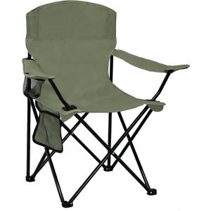 Folding Camping Chair with Cup Holder & Side Storage Bag 300lbs Capacity Lightweight High Back Portable for Beach, Picnic, Sport, Green, 1 Pack