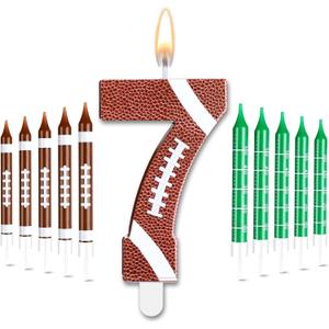 Photect 11 PCS Football Birthday Candles Number 59 Candle Sports Cake Topper Decor Football Themed Birthday Cake Decorations for Boys Girls Kids Party Supplies(Number 7)