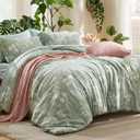 Bedsure Queen Comforter Set - 7 Pieces Floral Sage Green GentleSoft Bedding Sets, Queen Bed in a Bag with Botanical Flowers Winter Comforter, Sheets, Pillowcases & Shams