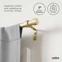 Umbra Cappa Curtain Rod, Includes 2 Matching Finials, Brackets & Hardware, 66 to 120-Inches, Gold