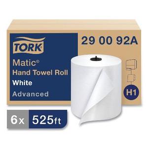 Tork Advanced Matic Hand Towel Roll, 2-Ply, 7.7" x 525 ft, White, 643/Roll, 6 Rolls/Carton