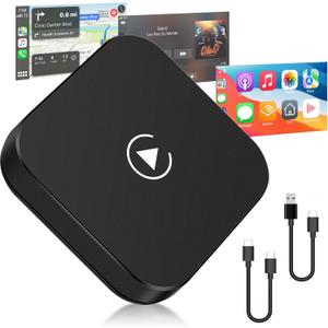 Wireless CarPlay Adapter - Upgrade Fastest CarPlay Adapter Convert Wired to Wireless for OEM Wired CarPlay, Plug & Play USB Bluetooth 4.0/5.0 Adapter, 5Ghz WiFi Auto Connect, Easy to Use