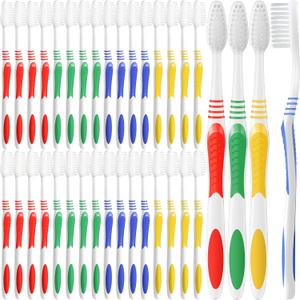 Honeydak 200 Packs Bulk Disposable Toothbrushes - Individually Wrapped, Multicolor, Soft Bristle Medium Manual Travel Toothbrushes for Hotel Toiletries(Classic)