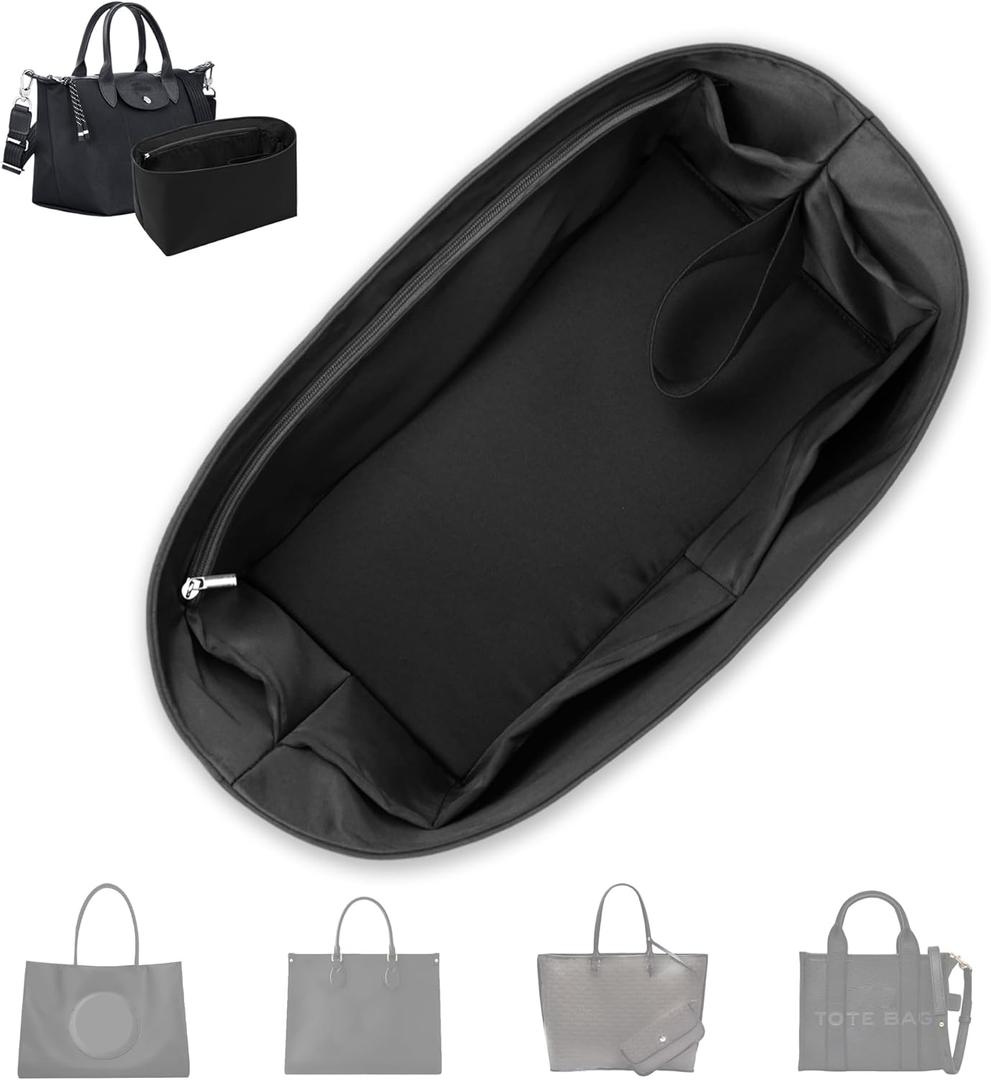 Purse Organizer Insert,Silky-Smooth Handbag & Tote Shaper with 8 Sizes,Fits For Longchamp,Neverful,Gyard & More Bags(Small, Black)