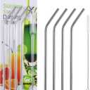 6 Reusable Straws - Stainless Steel Drinking - Set of 6 + 2 Cleaners - Eco Friendly, SAFE, NON-TOXIC non-plastic