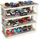 Hot Wheels Storage: Toy Car Parking Garage Diorama with Lights - Freestanding Display Case for 1/64 Scale Diecast Cars with 4 Levels 24 Spots Maximum 40 Cars (Lighting Scene)
